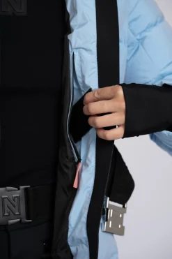 Ski jas met capuchon en elastische riem