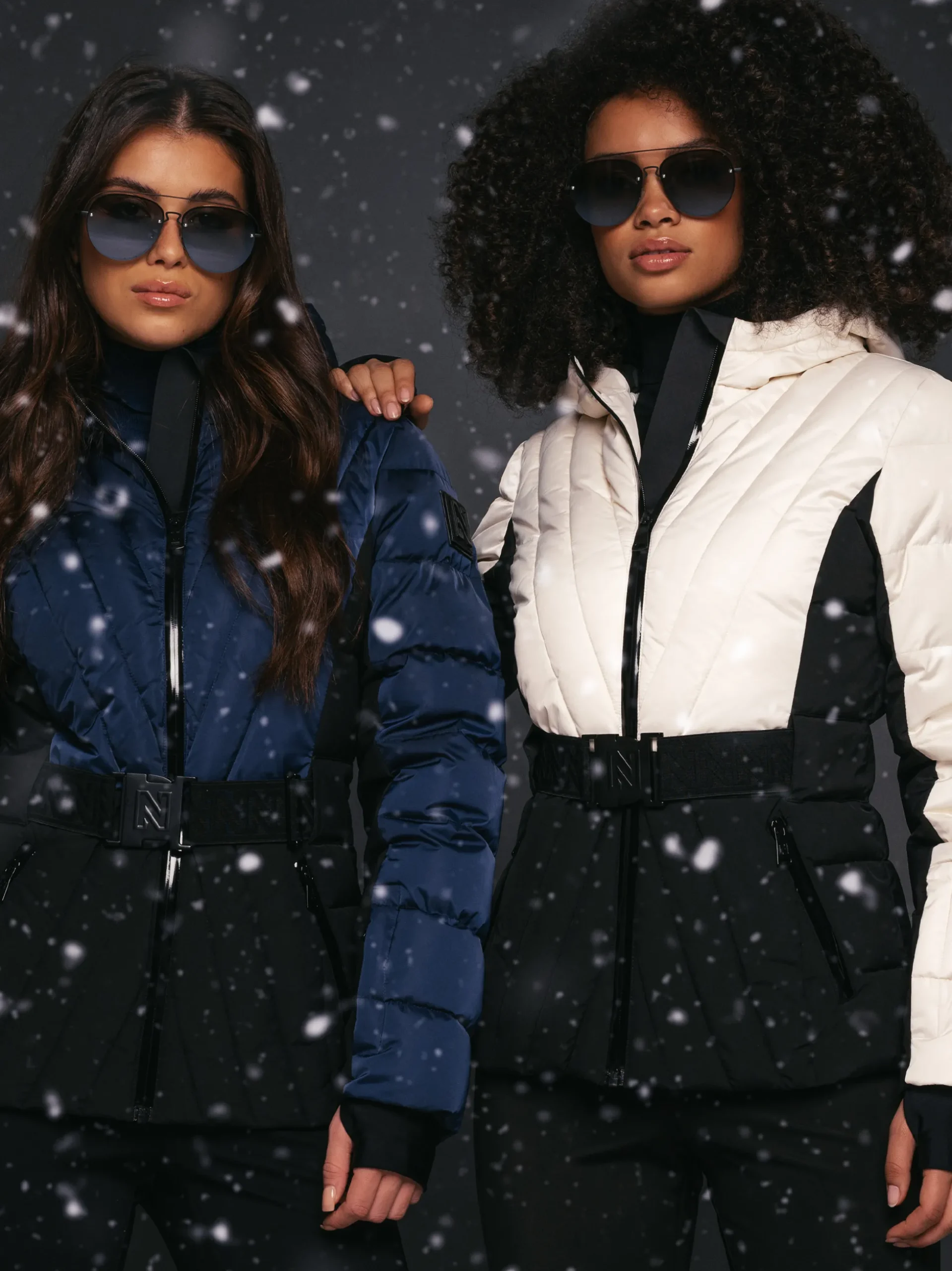 Ski jas met color block en verstelbare riem