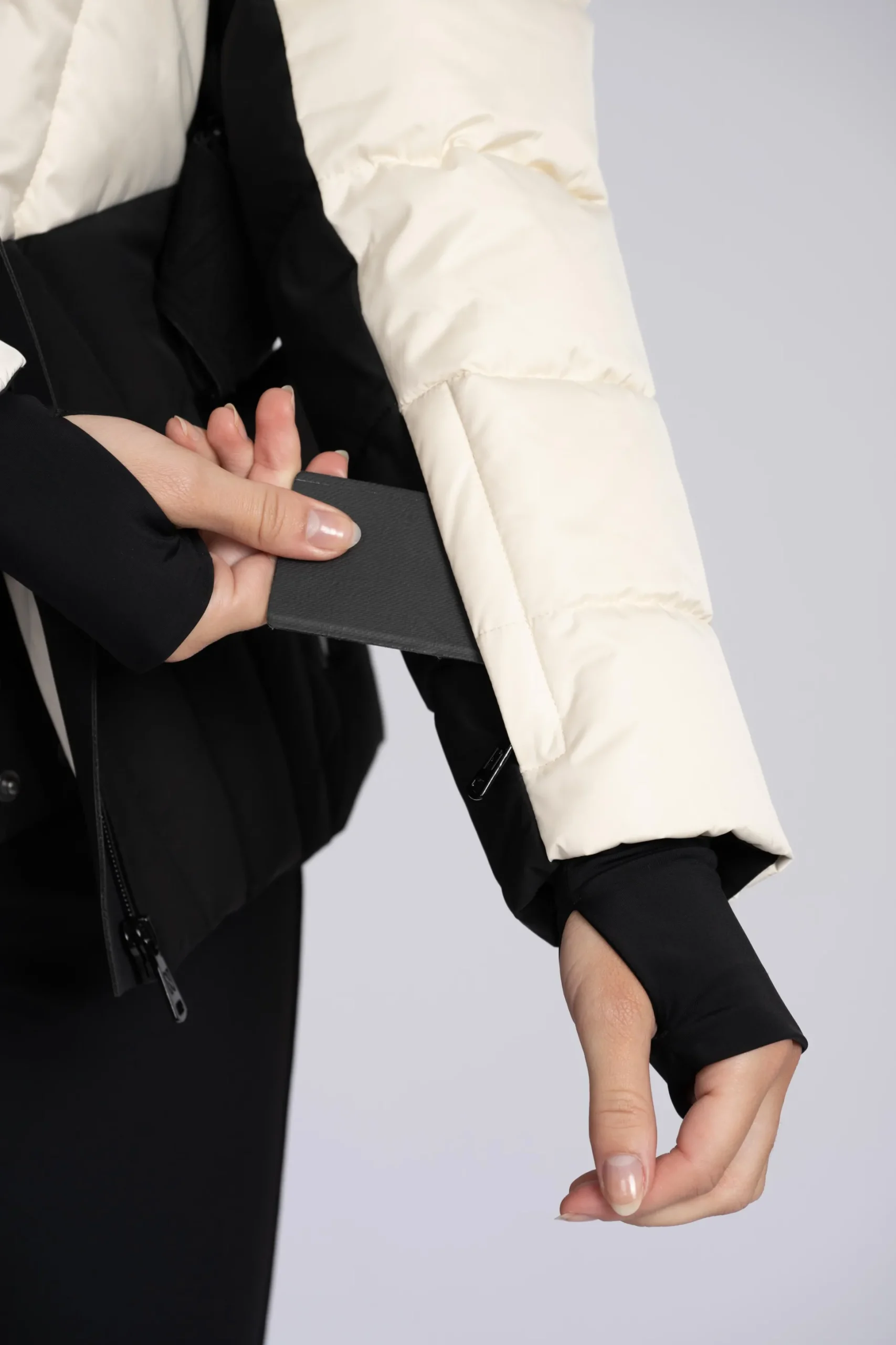 Ski jas met color block en verstelbare riem