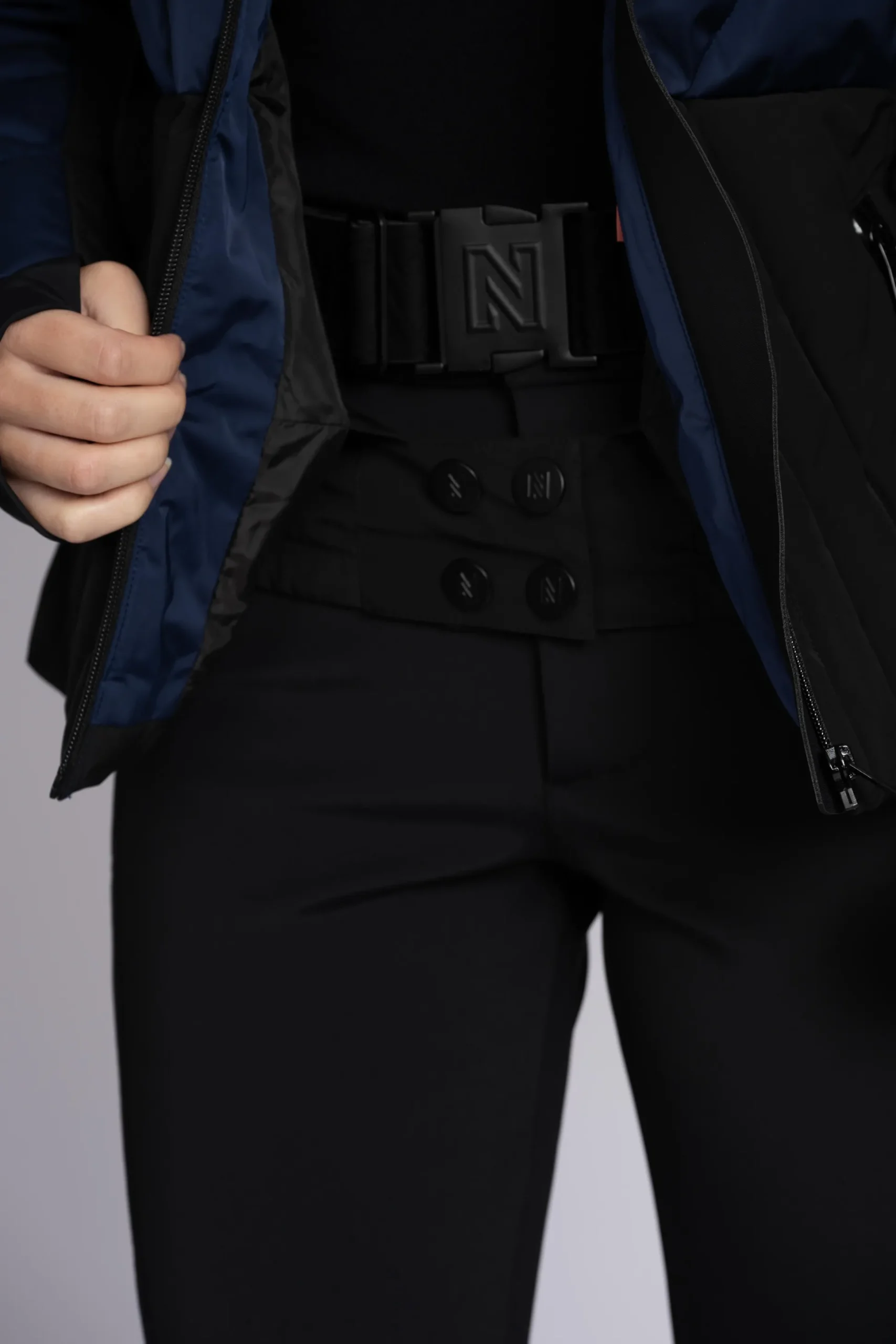 Ski jas met color block en verstelbare riem