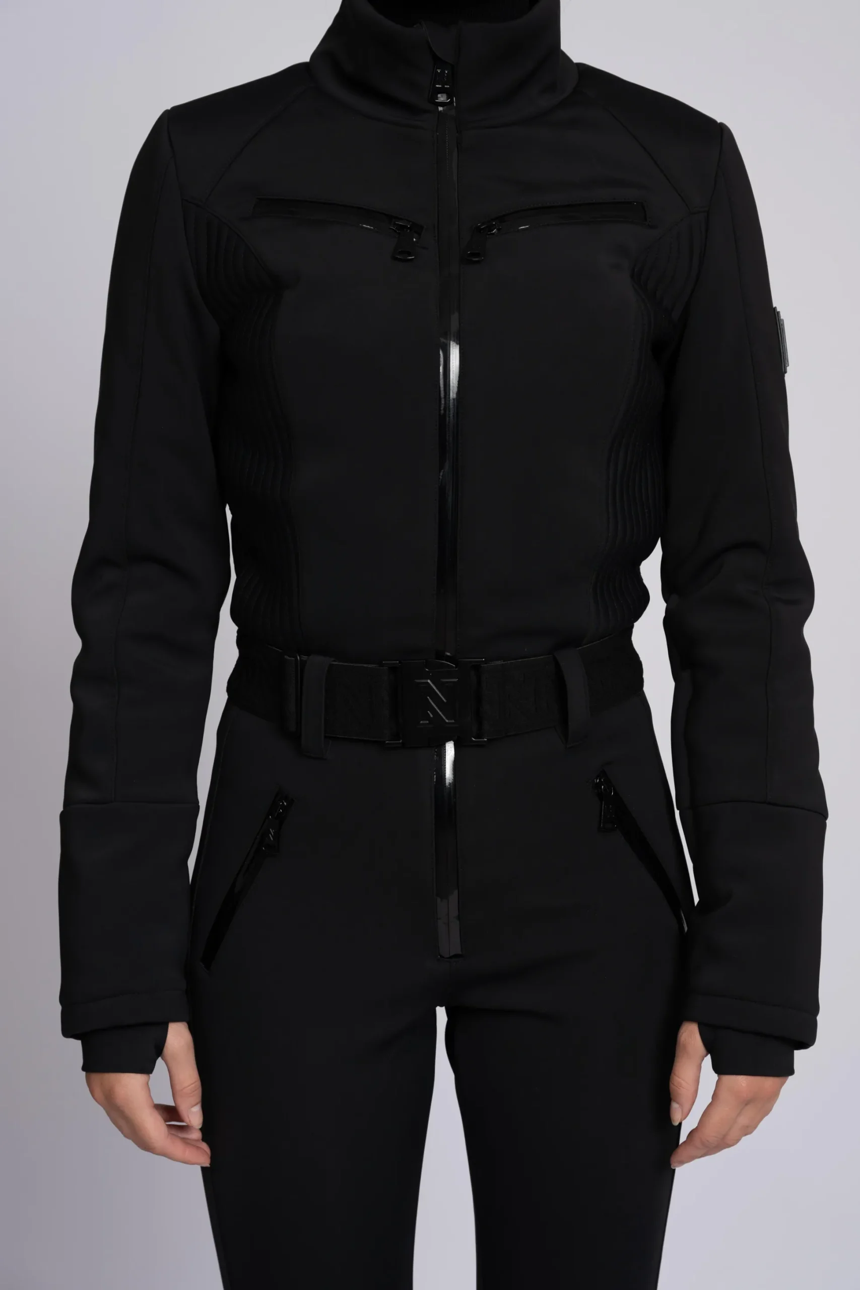 Ski jumpsuit met elastische riem en opstaande kraag