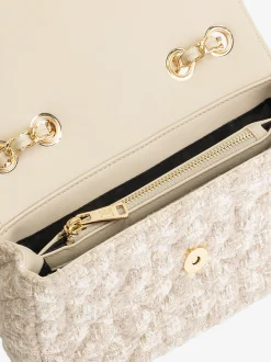 Tweed schoudertas met pied-de-poule patroon