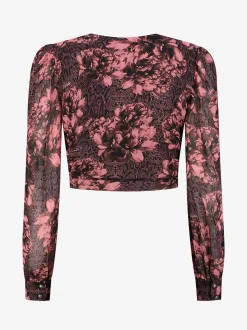 Wikkeltop met rozen- en slangenprint